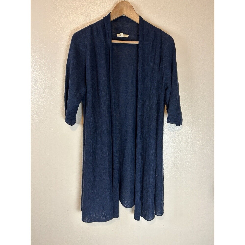 Eileen Fisher Navy Open-Front Lightweight Cardigan